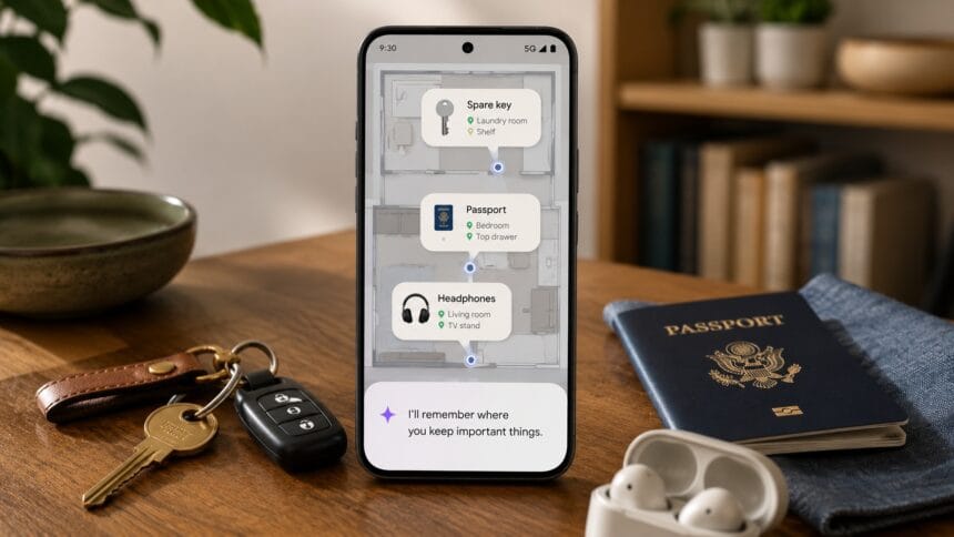 Android smartphone remembering the locations of important everyday items
