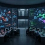Offensive and defensive AI systems testing security across an enterprise network